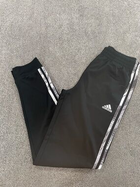 Kids Adidas Black Jogger Pants with White Trim